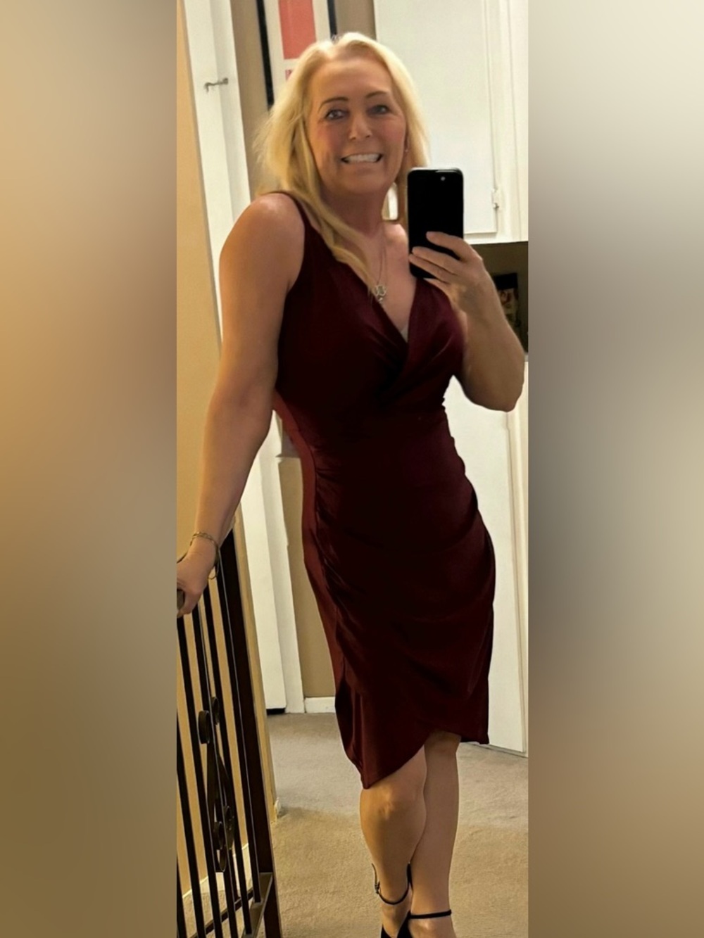 Grace Karin Wine Red Sleeveless Midi Dress